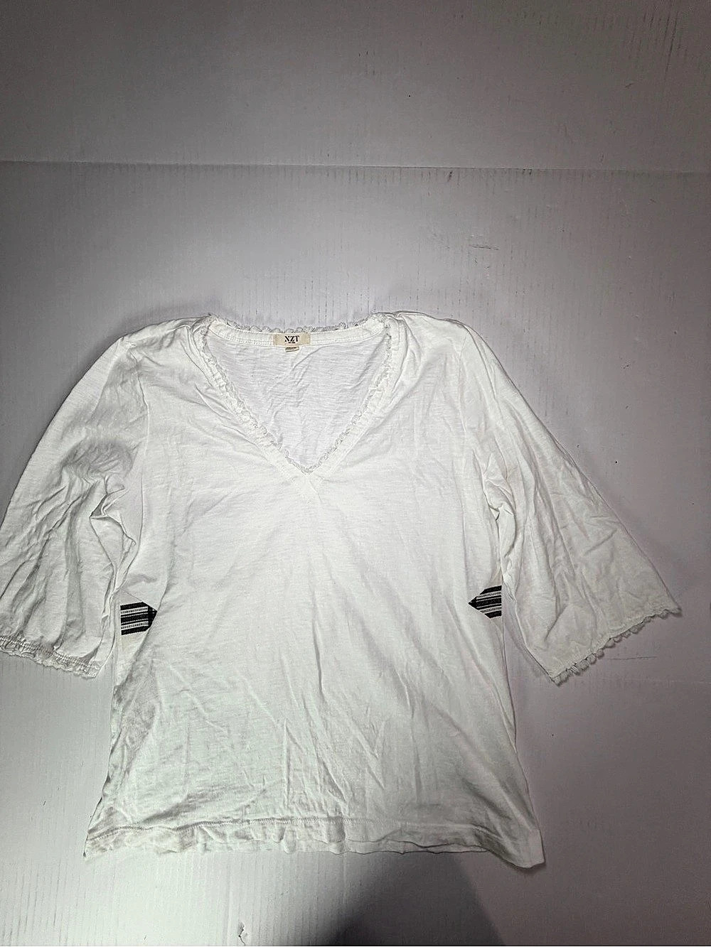 Nic + Zoe V-Neck Tunic Cotton White Size Medium
